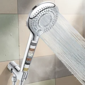Chrome Shower Head 15 Stage Filter Handheld 3 Spray Modes Water Saving Bathroom