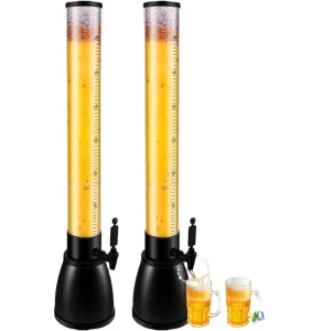 Clear Beer and Margarita Beverage Dispenser with Tap, Party Drink Tower