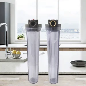 Clear Plastic 20 Inch Long and 4.5 Inch Diameter Water Filter Housing with 1 Year Warranty for Whole-house Filtration Systems