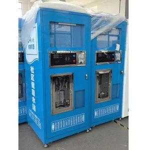 Coin Card Operated Reverse Osmosis Water Vending Machine Pressure Vessel Pump Motor 4 Level Filtration 125L Hour Productivity