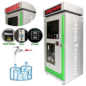 Coin-Operated Card Alkaline Water Vending Machine with Pump, Reverse Osmosis, 24-Hour Operation, 800GPD