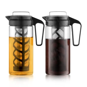 Cold Brew Coffee Maker Glass Iced Coffee Maker Tea Brewer With Removable Mesh Filter for Iced Coffee Cold Brew Tea 44 Oz 1300ml