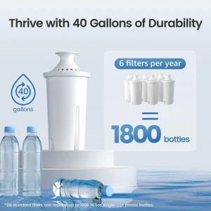 Color Box Water Filter Pitcher Replacement Cartridge Activated Carbon PP Plastic English Household Carbon Fiber White 160L Free