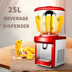 Commercial 25L Adjustable Temperature Cooling and Stirring Juice Beverage Dispenser