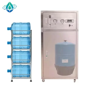 Commercial 500 LPH RO Water Treatment System with PLC Pump, Gearbox, Pressure Vessel, and Engine for Drinking Water