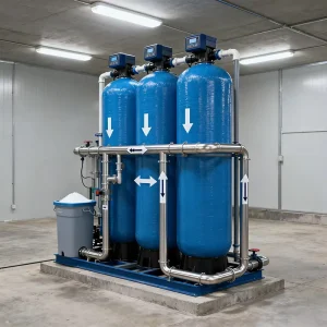 Commercial Central Water Softener for Hotels Full Automatic 304 Stainless Steel Large Capacity Filtration PLC Pump