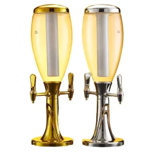 Commercial Double-Head Tabletop Beer Dispenser Tower, Dual-Tap Beverage System