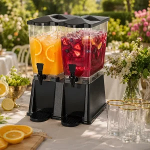 Commercial Double-Tank Cold Drink and Juice Dispenser for Hotel Buffet