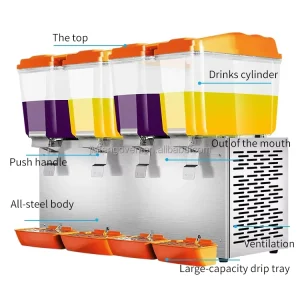 Commercial Electric Cooling Juice Dispenser Jar with 3 Tanks