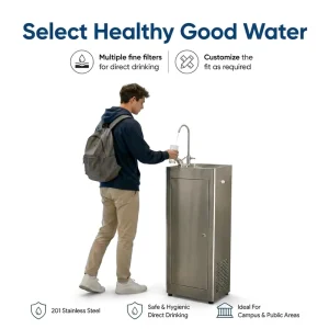 Commercial Electric Stainless Steel Freestanding Ice Water Dispenser for Hotel, Factory, and Outdoor Use