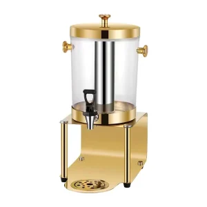 Commercial Gold Stainless Steel Base 8L Cold Beverage Dispenser, Drink Tower, Juice and Beer Cooler for Hotel Buffet
