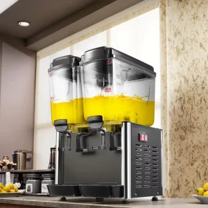 Commercial Grade Electric Stainless Steel Plastic 36L Double Tank Warm Cool Commercial Restaurant Cafeteria Drink Dispenser