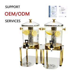 Commercial Grade Stainless Steel Base Ice-Cooled Beverage Dispenser Leak-Proof Spigot Large Capacity Drink Dispenser