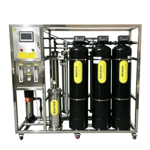 Commercial RO Water Treatment Equipment with Pump, 500 LPH FRP Drinking Water Purification System for Desalination and Filtration