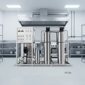 Commercial Reverse Osmosis Water Treatment Equipment with PLC, Pressure Vessel, Filter Pump, and Motor, 750 LPH