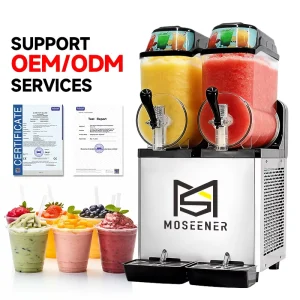 Commercial Slushie Machine with 3 Tanks for Boba Tea and Ice Cream Drinks