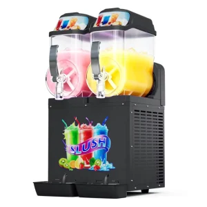 Commercial Smoothie Slushie Machine 2 Tanks Slush Machine Beverage Dispenser for Cool Drinks With LED Light