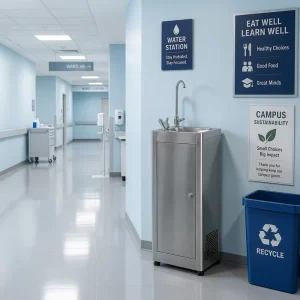 Commercial Stainless Steel Freestanding Ice Water Dispenser for Public Places, Hotels, and Factories