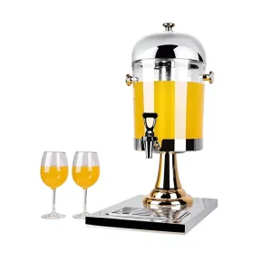 Commercial Stainless Steel Juice Dispenser Triple Tank Cold Beverage Dispenser with Ice Tube for Hotel Buffet and Restaurant