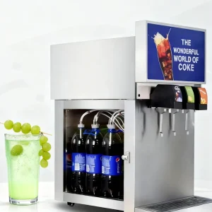 Commercial Water and Soda Dispenser Machine for Cold Drinks 4 Flavors Stainless Steel