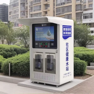 Community Rural Automatic Water Vending Machine QR Code and Coin Payment UV Light Sanitization Thermoelectric Cooling LED Display 4G LTE