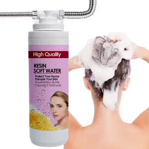 Compact Manual Resin Water Softener System for Bathing and Shampooing, 8 LPM Flow Rate