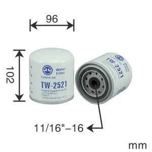 Construction Machinery Water Filter TW-2521 209604 299880 3100304 3315116 3318157 for Excavator, Truck, and Wheel Loader