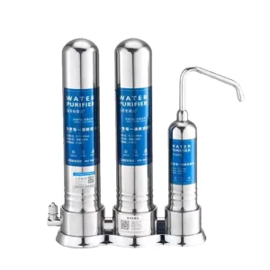 Counter top Water Purifier Three Stages Filtration 304 Stainless Steel Housing Different Filter Configuration
