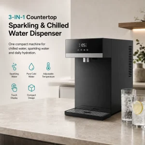 Countertop 3-in-1 Sparkling Chilled Water Dispenser 3.2L with CO2 Soda Carbonation and Cold Water Tap