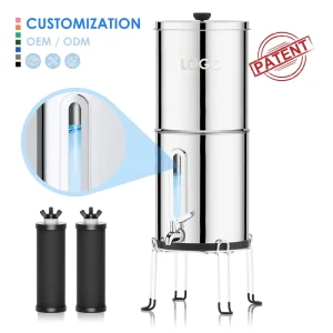Countertop 304 Stainless Steel Gravity Water Filter System Removes Bacteria, Chlorine & Heavy Metals for Car & RV Use