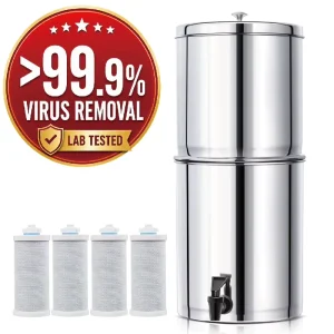 Countertop 304SS Gravity Fed Water Purifier Bucket with Ultrafiltration and Carbon Block Filter for Emergency Preparedness