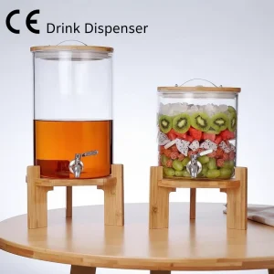 Custom High-Borosilicate Glass Eco-Friendly Food Container Water Dispenser with Tap