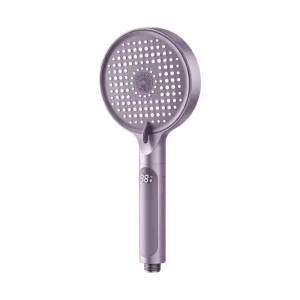 Custom Logo Hotel Adjustable Handheld Shower LED Digital Display Rain Filtered Shower Head High Pressure 4 Mode Bathroom