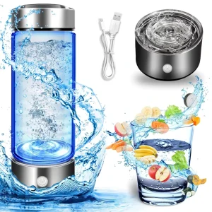 Custom Logo Portable 420ml Rechargeable Hydrogen Rich Glass Hydrogen Ionizer Generator Water Bottle for Novelty Gifts