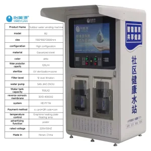 Custom Outdoor Self-Service RO Water Vending Machine UV Sanitization LED Display 4G LTE Multiple Payments