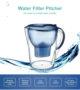 Customized Activated Carbon Filtration 3.5L Tank 0.15L min Flow Rate 4 Stage Water Filter Pitcher