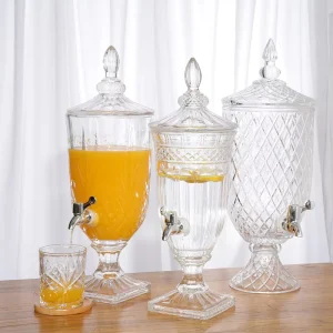 Customized Clear Crystal Glass Iced Beverage Drink Water Beverage Dispenser Bar Restaurant Home Drink Dispensers