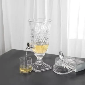 Customized Clear Iced Beverage Water Dispenser with Tap and Glass Lid for Bar Restaurant and Home