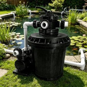 Deep-Filtering Pond Filter System with UV Light for Fish Gardens Made of Plastic