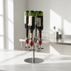 Desktop 4-Bottle Wine, Liquor and Beer Dispenser, Aluminum and Plastic Construction