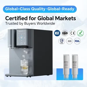 Desktop All In One RO Water Filter System with Ice Maker Compressor Cooling Instant Hot Cold Drinking Water Machine
