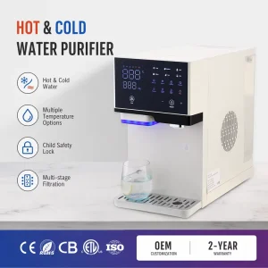 Desktop Free Installation Water Dispenser With Ice Maker Hot And Cold Drinking Water Machine Countertop For Home Office OEM ODM