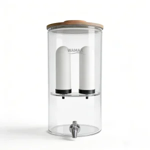 Desktop Glass 8L Gravity Water Filter Ceramic Activated Carbon Composite Filter Cartridge for Home and Office