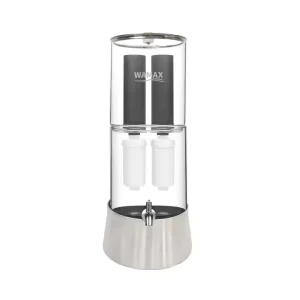 Desktop Glass Gravity Water Purifier Filter 304 Stainless Steel Base with Visible Water Level