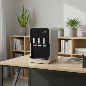 Desktop Water Dispenser with 3 Taps Hot Cold and Room Temperature Water Child Safety Lock