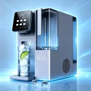 Desktop Water Purifier Ice Maker 2 in 1 Hot Cold Water Dispenser Portable Plastic Manual Clean Filter Home Kitchen RV