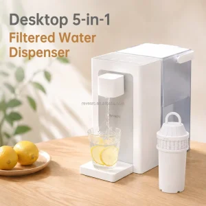 Desktop Water Purifier and Instant Hot Water Dispenser with Multi-Stage Filtration and 5-Gallon Jug System