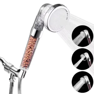 Detachable Ionic Filter Rainfall Shower Head 3 Setting High Pressure Water Saving Handheld Bathroom Faucet Accessories
