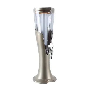 Detachable Portable 3L Beer Tower Beverage Dispenser with LED Ice Tube, Plastic, Food Grade