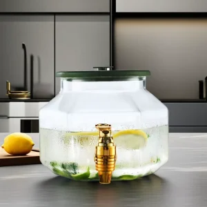 Diamond Jug and Cold Kettle Set Household Plastic and Transparent Glass Pitcher Jug Tea Water Resistant for Refrigerator Use